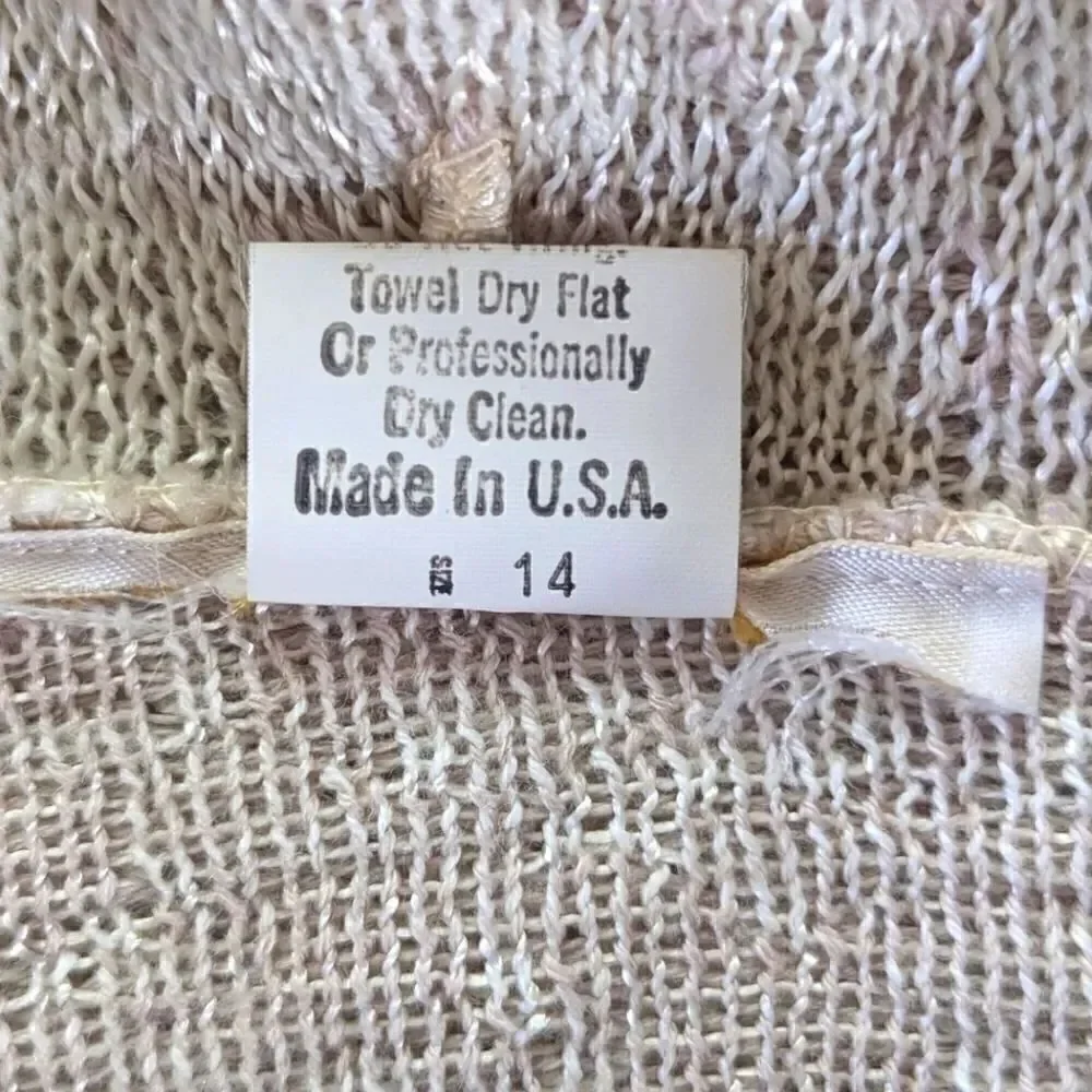 VTG Vivanti Neiman Marcus Cream White Sweater Skirt Set sz 14